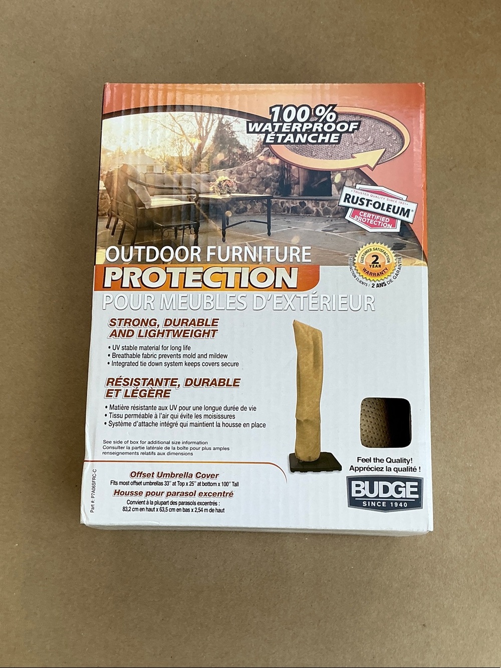 Tan Outdoor Furniture Umbrella Protection Cover - Durable Waterproof